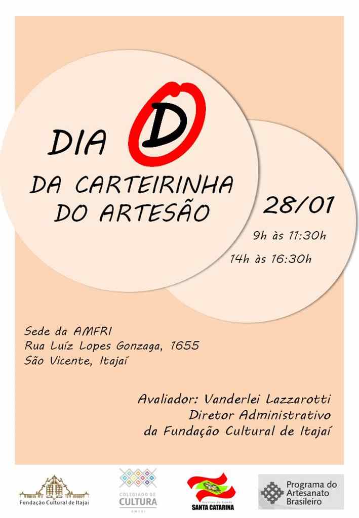 Dia "D" da Carteirinha do Artesão acontece na AMFRI no próximo dia 28