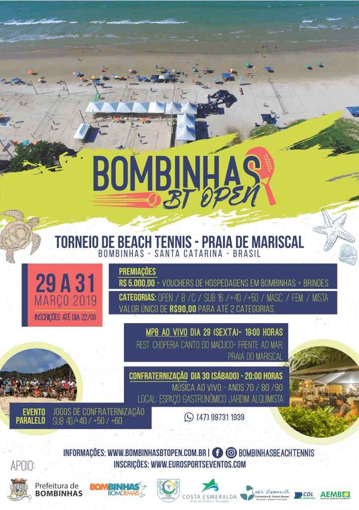 BOMBINHAS - Praia do Mariscal receberá Torneio de Beach Tennis