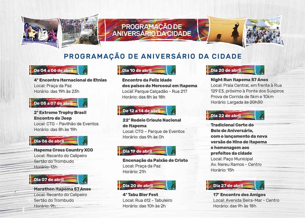 Itapema vai comemorar 57 anos com programação especial