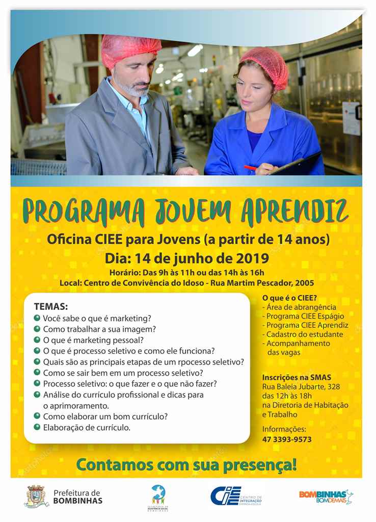 BOMBINHAS - Programa Jovem Aprendiz promove oficina