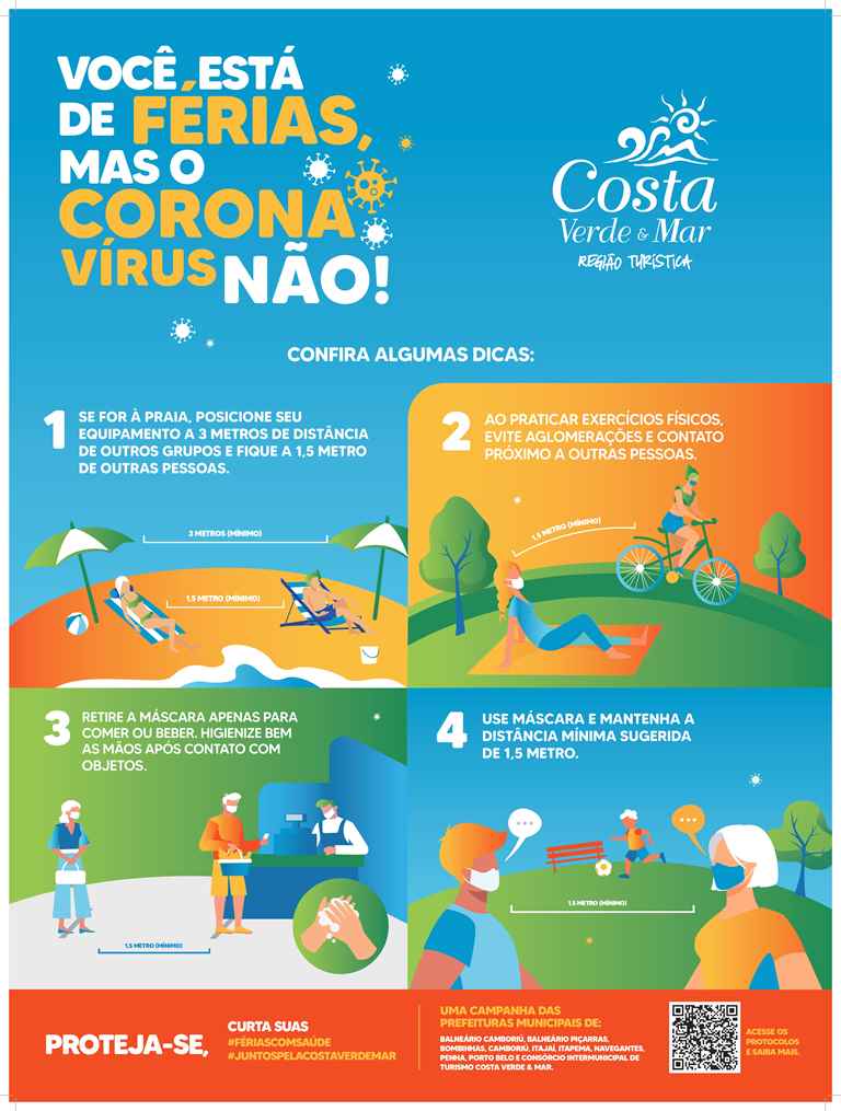 BOMBINHAS - Bombinhas inicia colocação de placas da campanha "Você está de Férias, mas o Coronavírus não!"