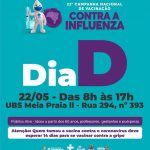 Sábado (22/05) tem Dia D de vacinação contra a Gripe na UBS Meia Praia II