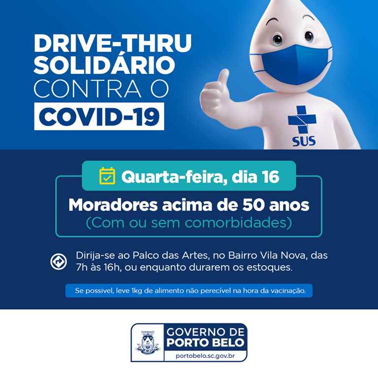 PORTO BELO - Porto Belo realiza Drive-Thru para vacinação de pessoas acima de 50 anos