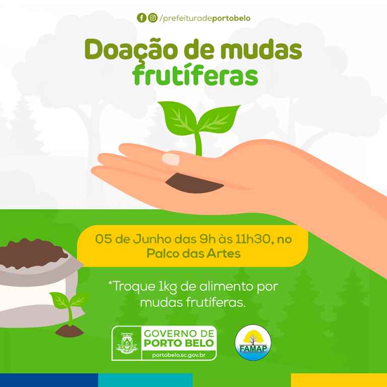 PORTO BELO - Porto Belo distribuirá mudas de árvores frutíferas neste sábado