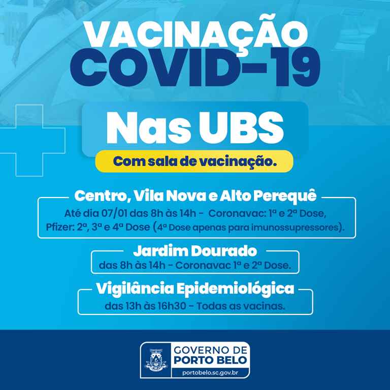 PORTO BELO - Moradores de Porto Belo podem ser vacinados contra o coronavírus nas Unidades de Saúde