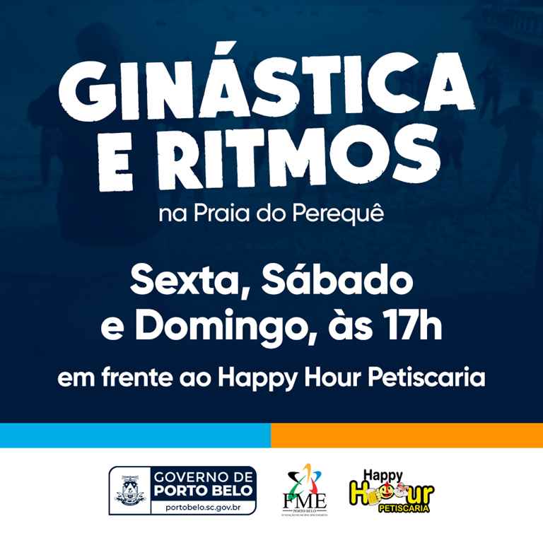 PORTO BELO - Iniciam as aulas gratuitas de ginástica e ritmos na Praia do Perequê