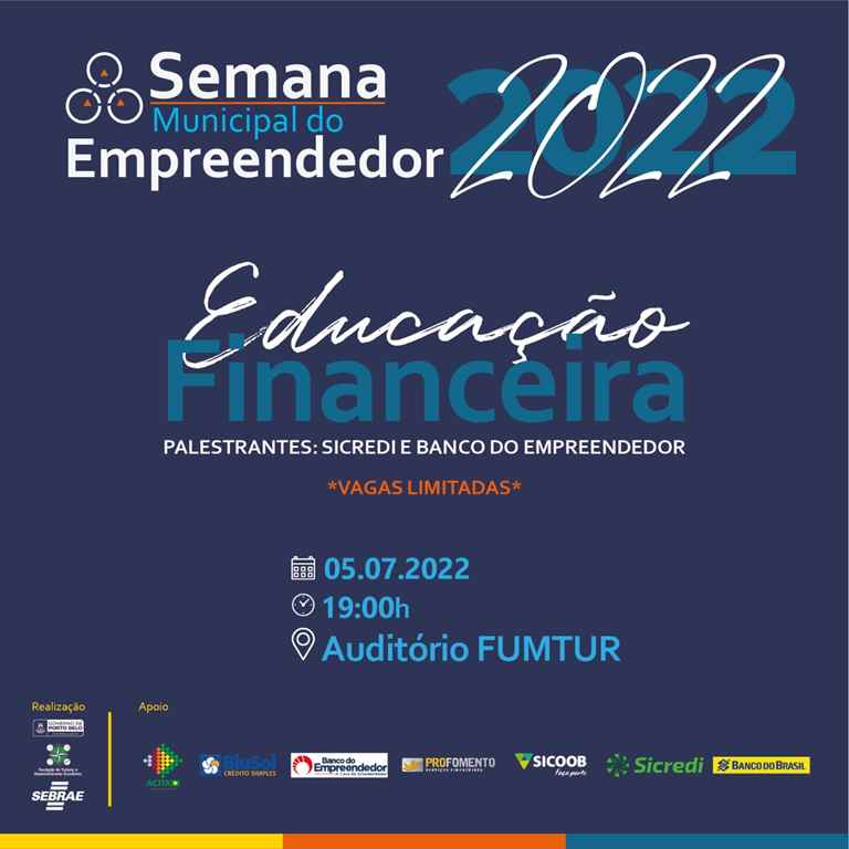 PORTO BELO - Semana do Empreendedor de Porto Belo terá Curso de Educação Financeira