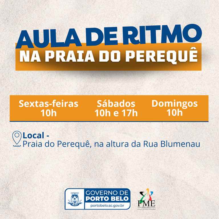 PORTO BELO - Aulas de ritmos são oferecidas gratuitamente na Praia do Perequê