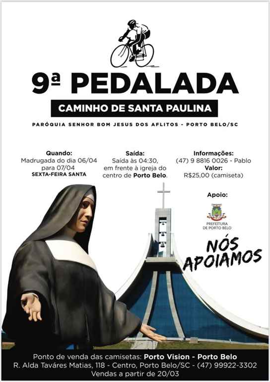 PORTO BELO - Romeiros se preparam para a 9ª Pedalada até o santuário de Santa Paulina