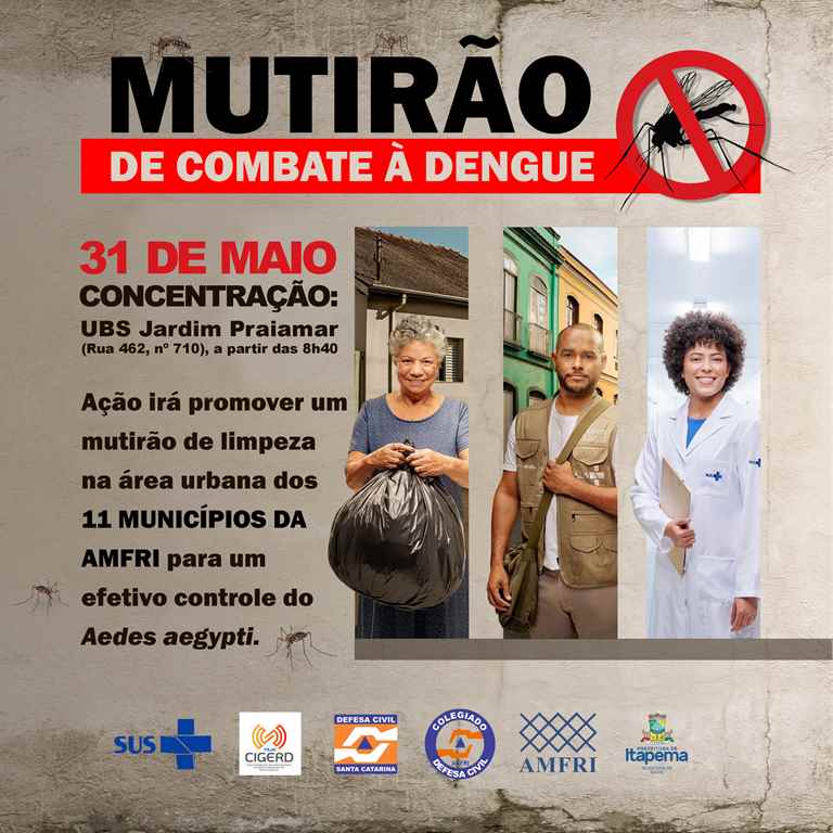 Itapema vai integrar mutirão de combate à Dengue da AMFRI nesta quarta-feira (31/05)