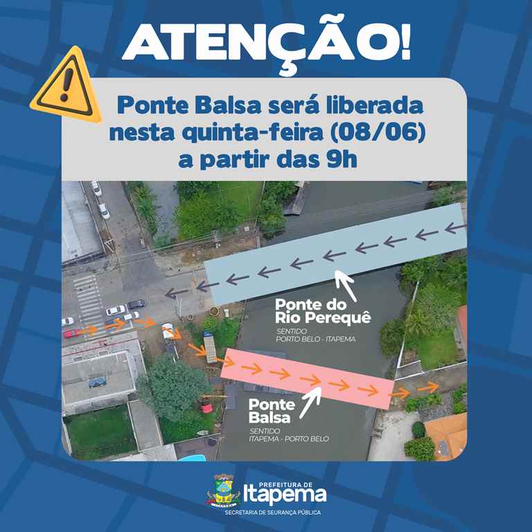 Ponte balsa entre Itapema e Porto Belo será liberada nesta quinta-feira (08/06)