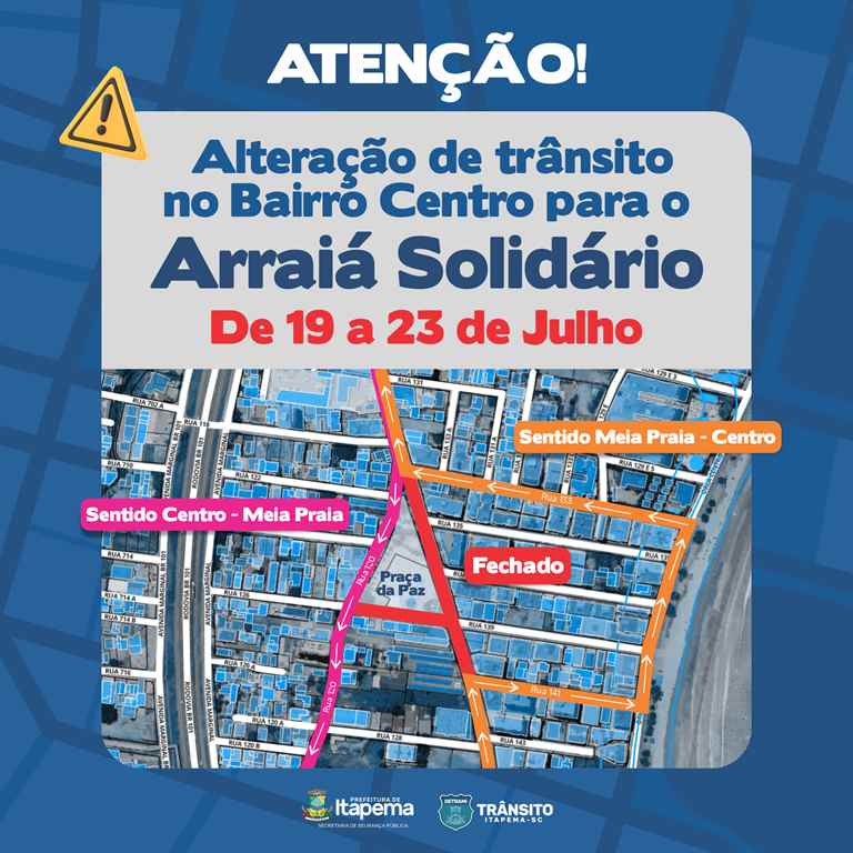 Bairro Centro terá alterações no trânsito em virtude do Arraiá Solidário