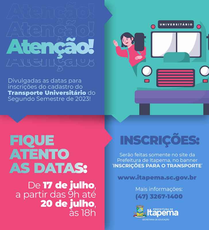 Cadastro do Transporte Universitário do segundo semestre de 2023 abre na próxima segunda-feira (17/07)