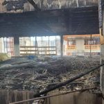 Incêndio estava concentrado no 14º pavimento de edifício em construção - CBMSC/Reprodução/ND