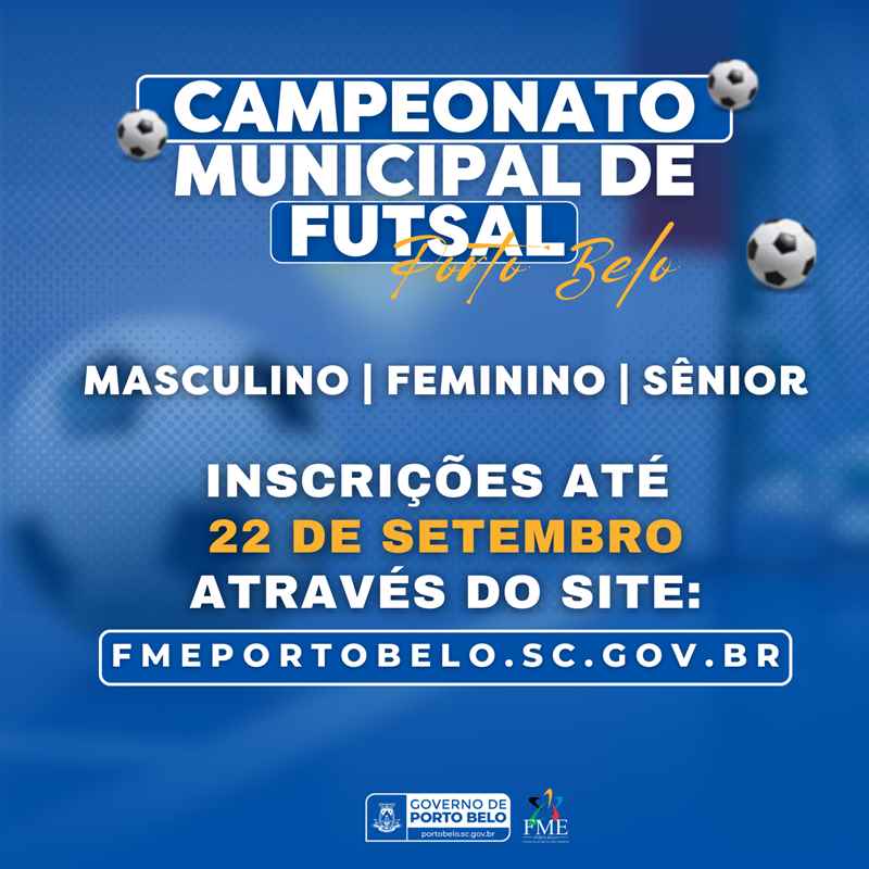 PORTO BELO - Porto Belo abre inscrições para o Campeonato Municipal de Futsal