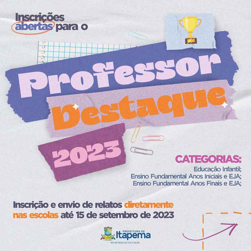 Aberta as inscrições para o Concurso Professor Destaque da Rede Municipal de Ensino de Itapema