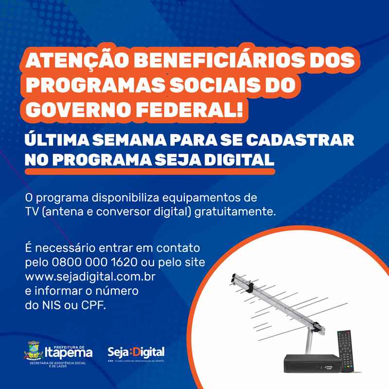 Última semana para se cadastrar no Programa Seja Digital do Governo Federal