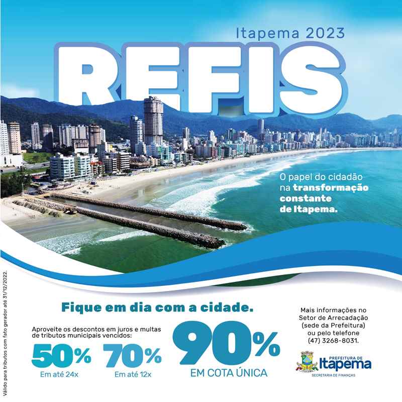 Programa de Recuperação Fiscal 2023 de Itapema dá desconto de até 90% em juros e multas