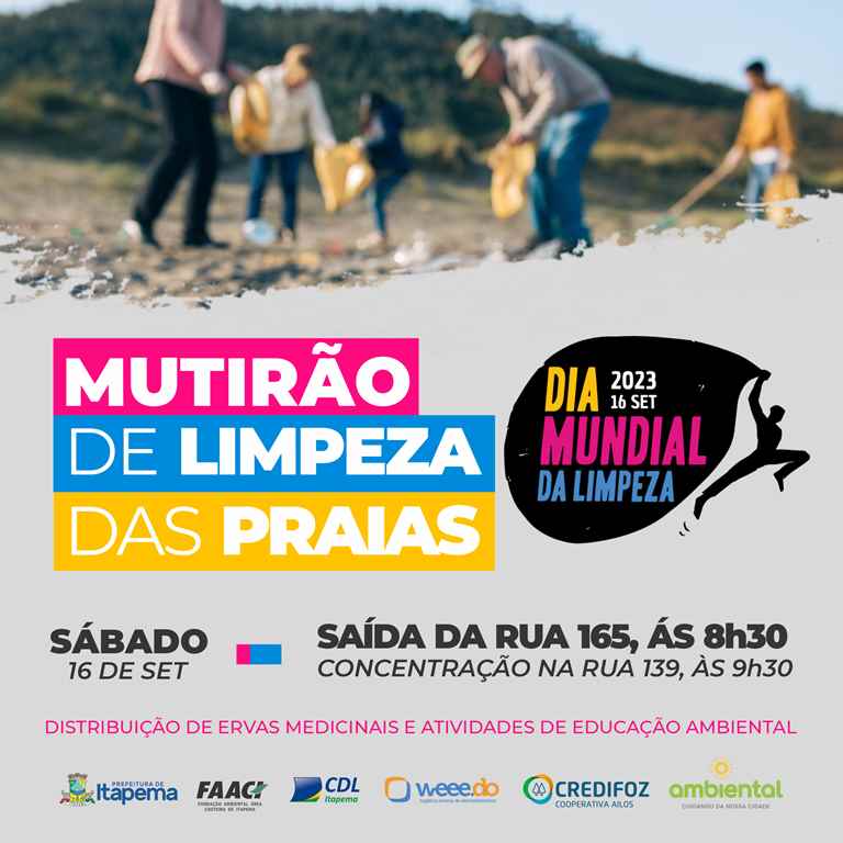 Sábado (16/09) tem Mutirão de Limpeza de Praias em Itapema