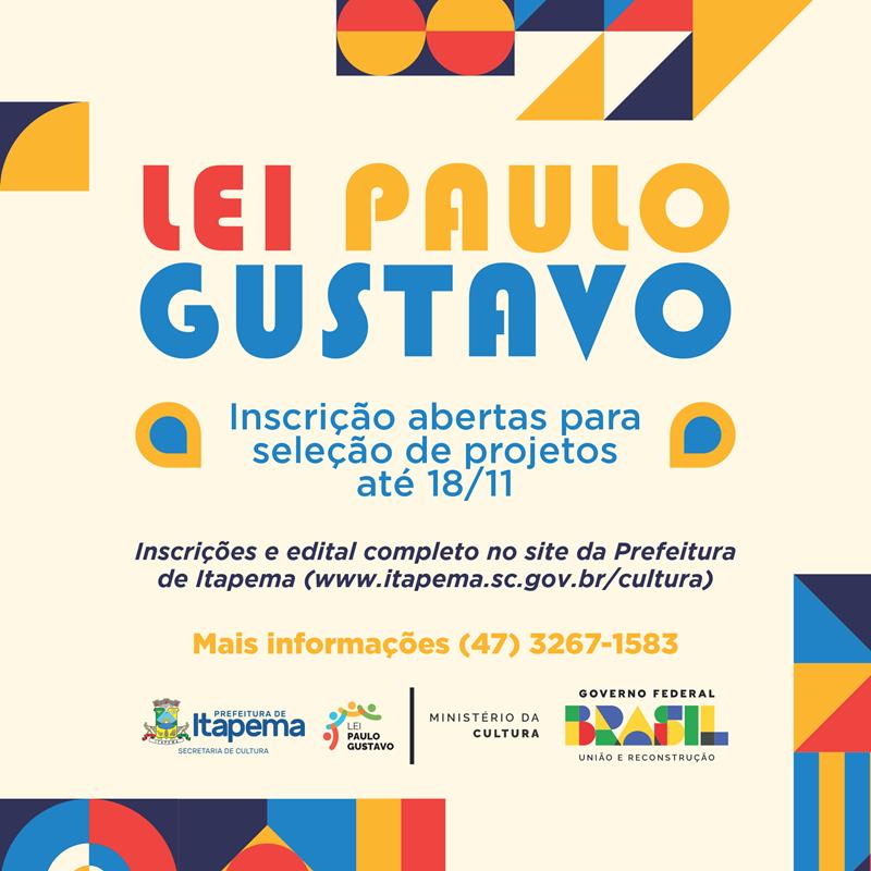 Cultura abre inscrições para seleção de projeto da Lei Paulo Gustavo