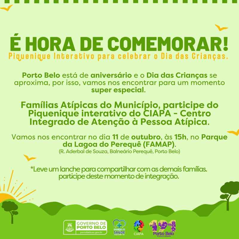 PORTO BELO - CIAPA realiza Piquenique interativo para famílias atípicas do Município