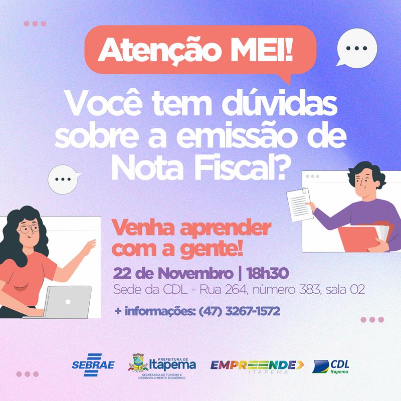 Empreende Itapema abre inscrições para capacitação gratuita sobre emissão de Notas Fiscais de Serviço (NFS-e)