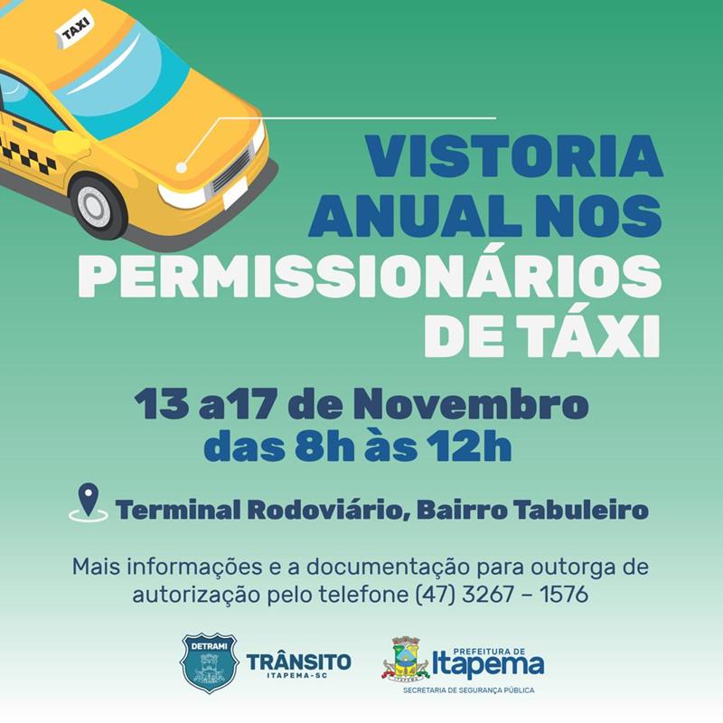 Detrami fará vistoria anual dos táxis na próxima semana