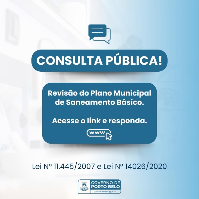 PORTO BELO - Porto Belo realiza consulta pública para o Plano Municipal de Saneamento Básico