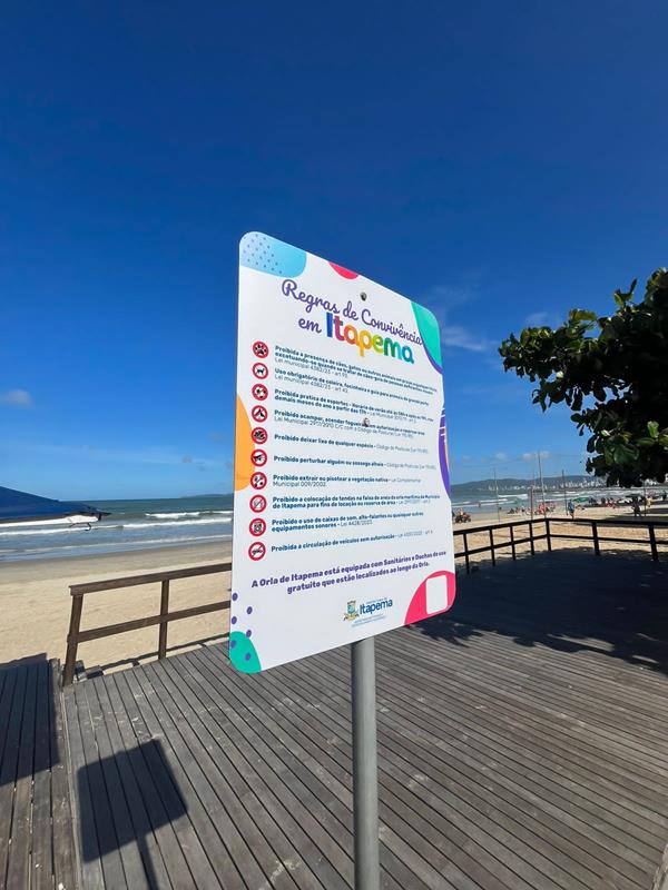 Placas de sinalização vão reforçar orientações nas praias de Itapema