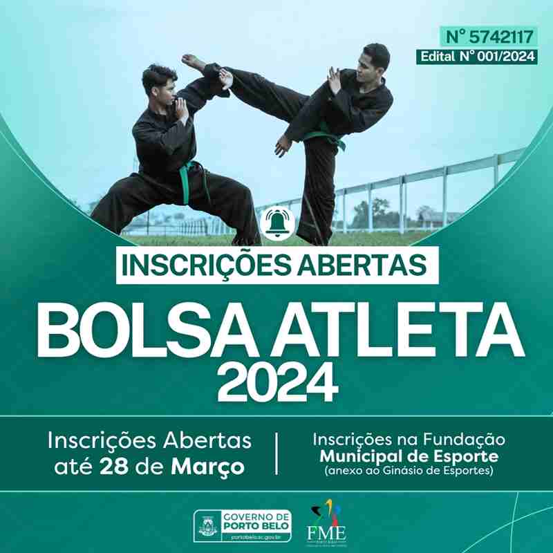 PORTO BELO - Abertas as inscrições para o Bolsa Atleta 2024