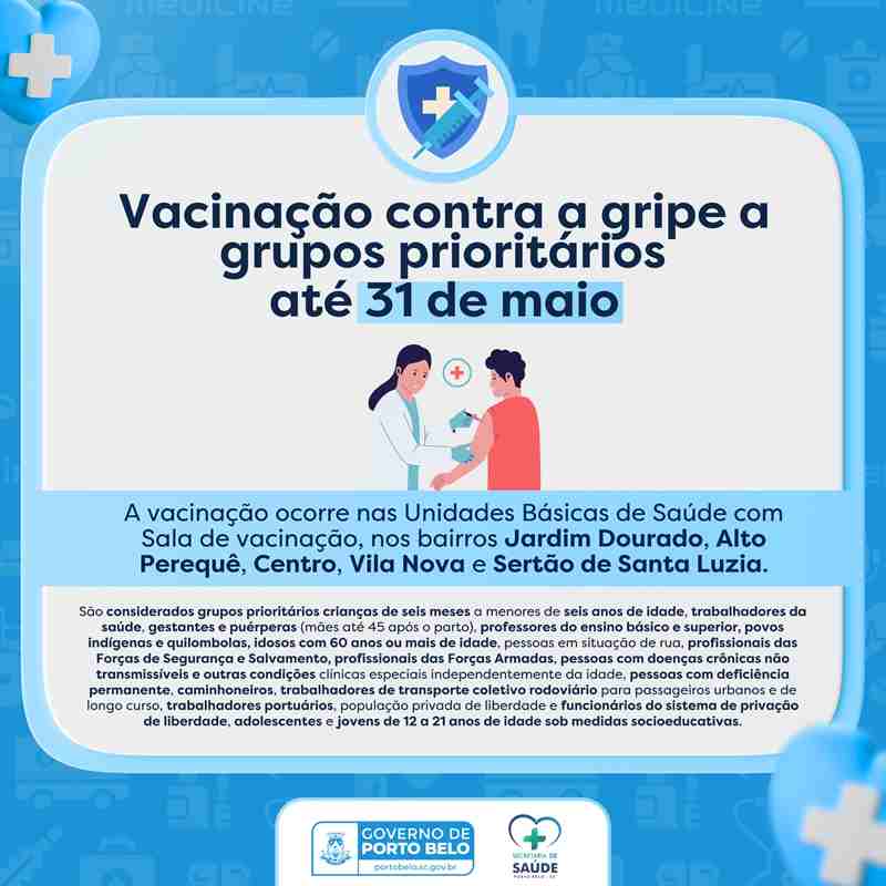 PORTO BELO - Porto Belo inicia vacinação contra gripe a grupos prioritários