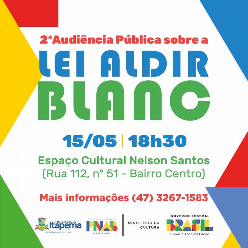 Cultura vai realizar 2ª audiência pública sobre a Lei Aldir Blanc