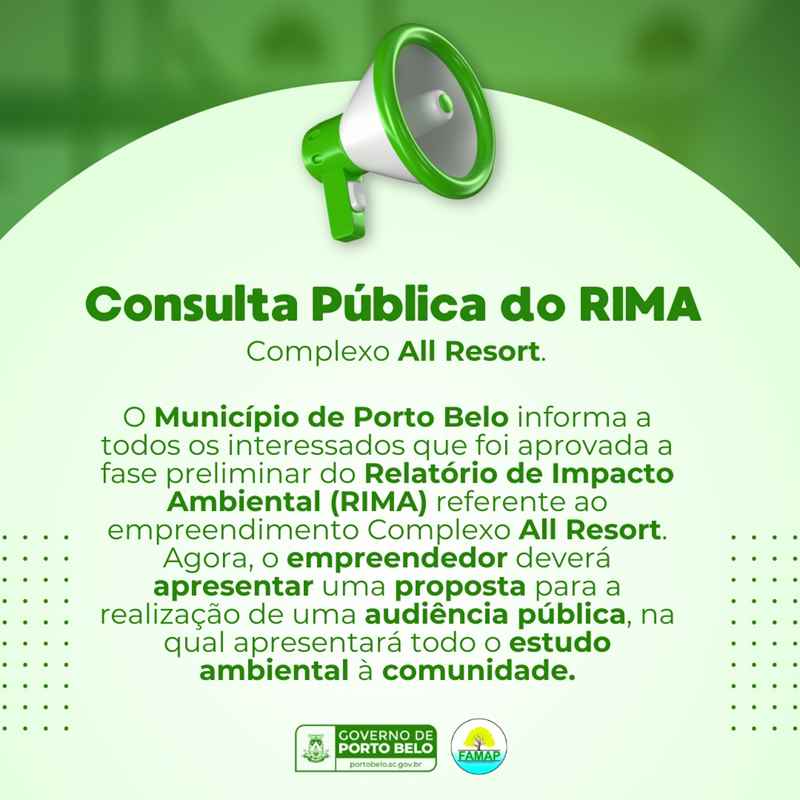 PORTO BELO - Porto Belo divulga Relatório de Impacto Ambiental do Complexo All Resort