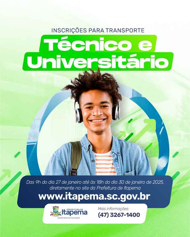 Educação divulga data para inscrição do cadastro ao transporte técnico e universitário do primeiro semestre de 2025