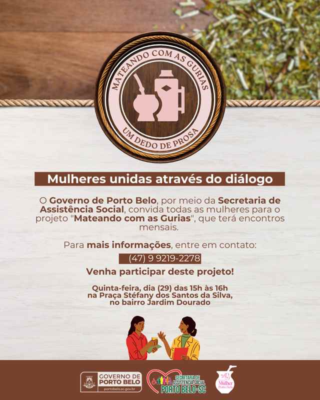 PORTO BELO - Porto Belo realiza primeiro encontro do projeto Mateando com as Gurias