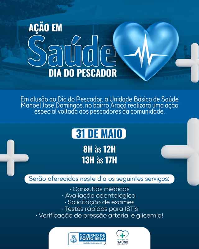 PORTO BELO - Governo de Porto Belo promove ação especial em saúde para pescadores neste sábado (31)