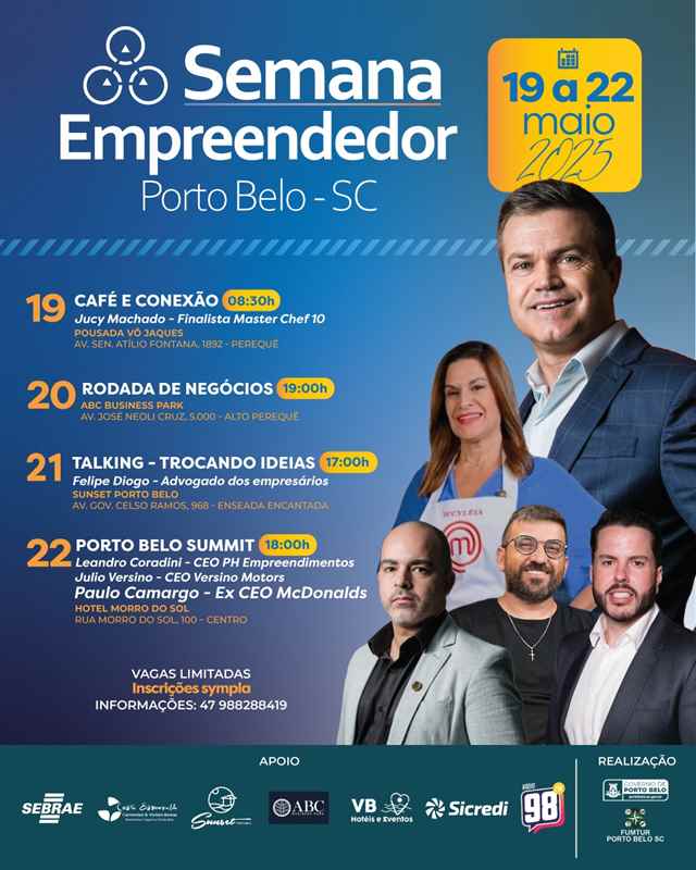 PORTO BELO - Porto Belo lança Semana do Empreendedor 2025 com inscrições gratuitas e programação diversificada
