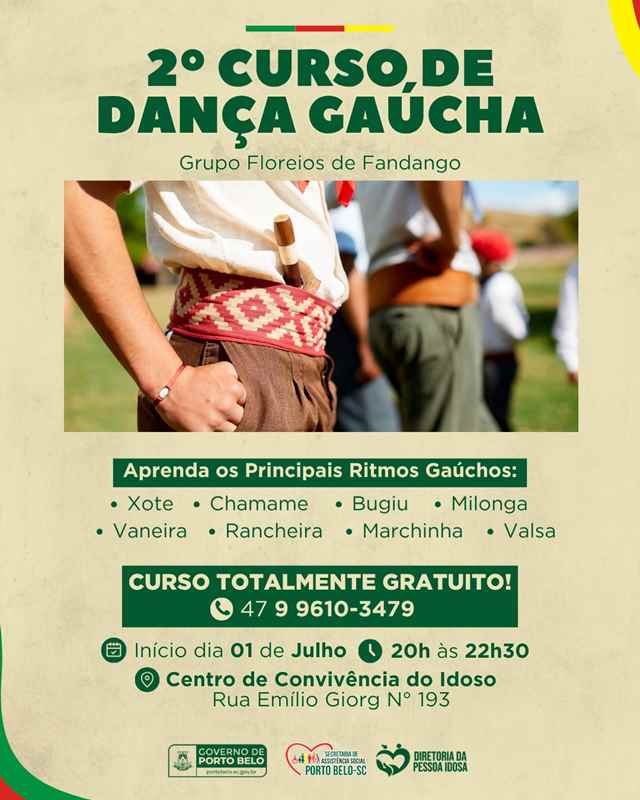 PORTO BELO - Porto Belo abre vagas para nova turma de dança gaúcha