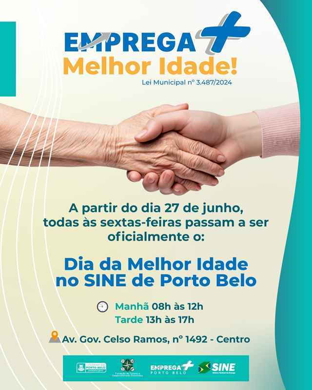 PORTO BELO - Porto Belo realiza Emprega Mais Melhor Idade nas próximas sextas-feiras