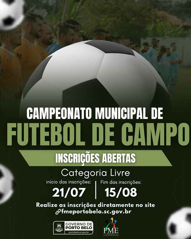 Porto Belo abre inscrições para o Campeonato Municipal de Futebol de Campo