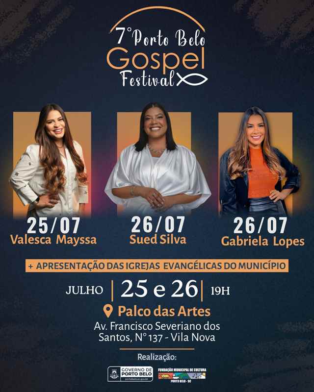 Porto Belo promove 7º Gospel Festival com apresentações nacionais e participação das igrejas locais