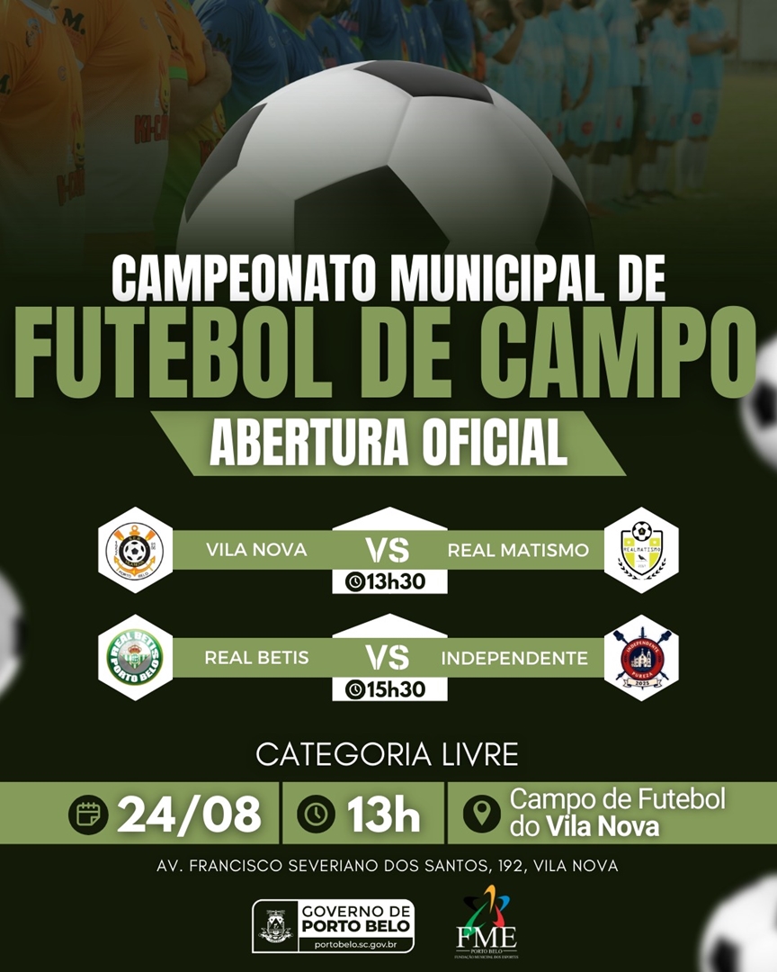 Campeonato Municipal de Futebol de Campo 2025 começa neste domingo em Porto Belo