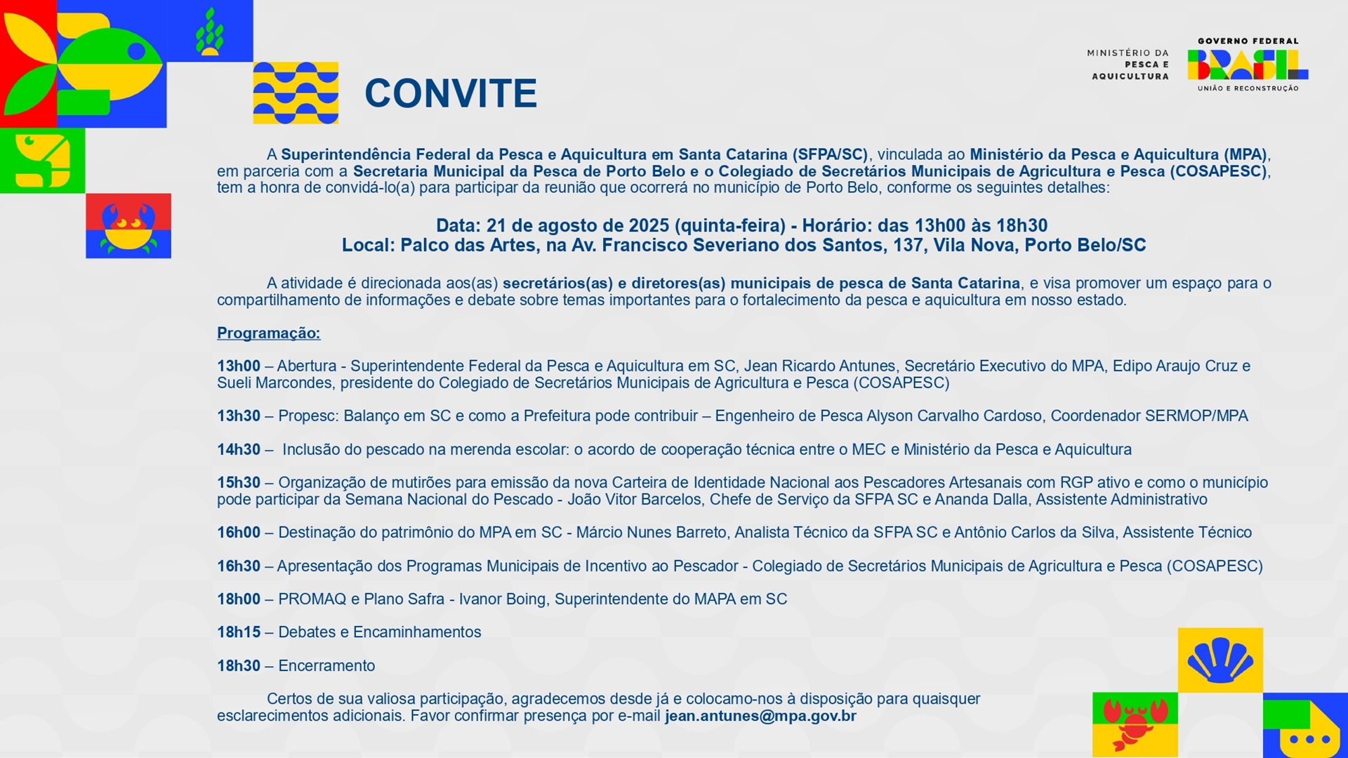 Porto Belo será sede de importante encontro estadual sobre pesca e aquicultura