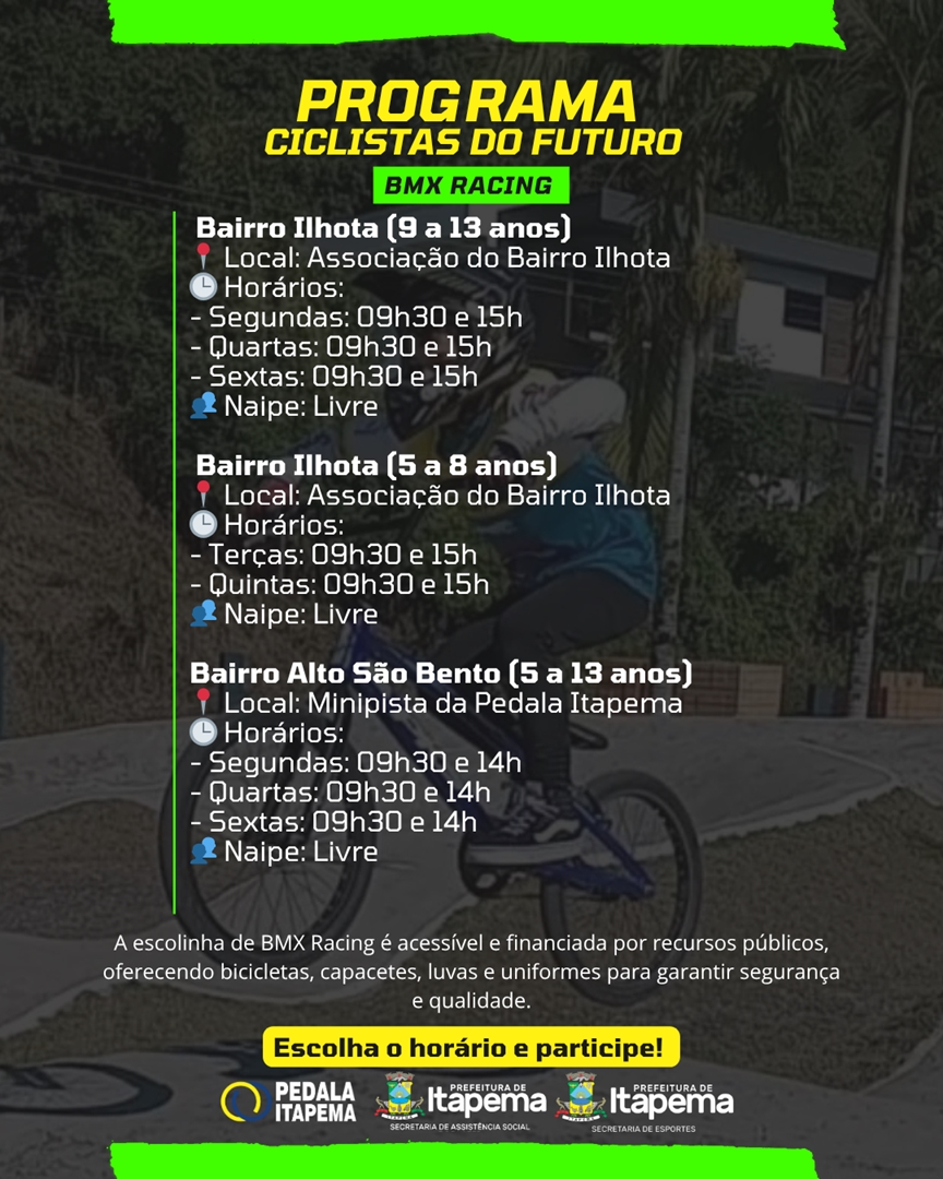 Programa Social Ciclistas do Futuro promove esporte, inclusão e ressocialização em Itapema