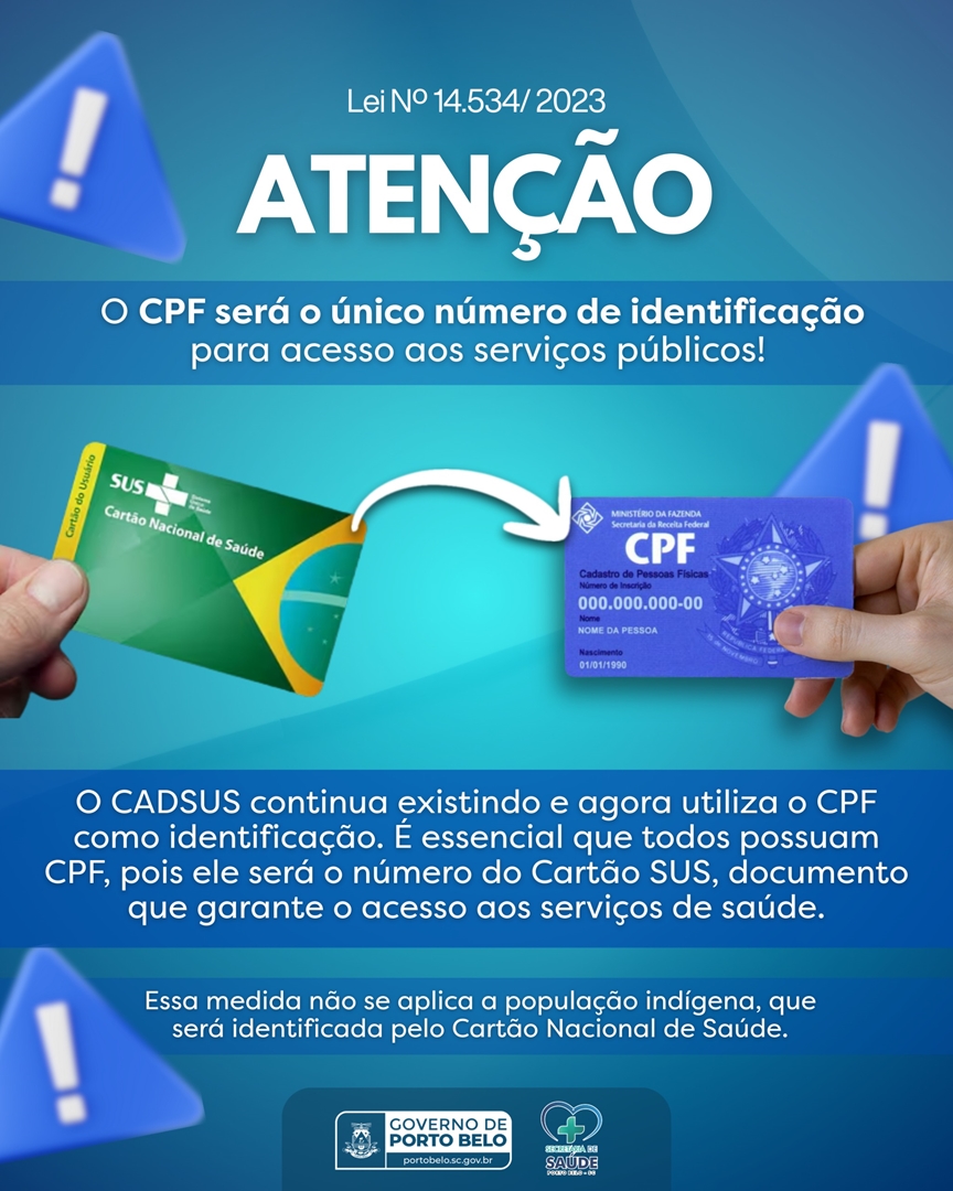 CPF passa a ser o único número de identificação para acesso a serviços públicos e cadastro no SUS