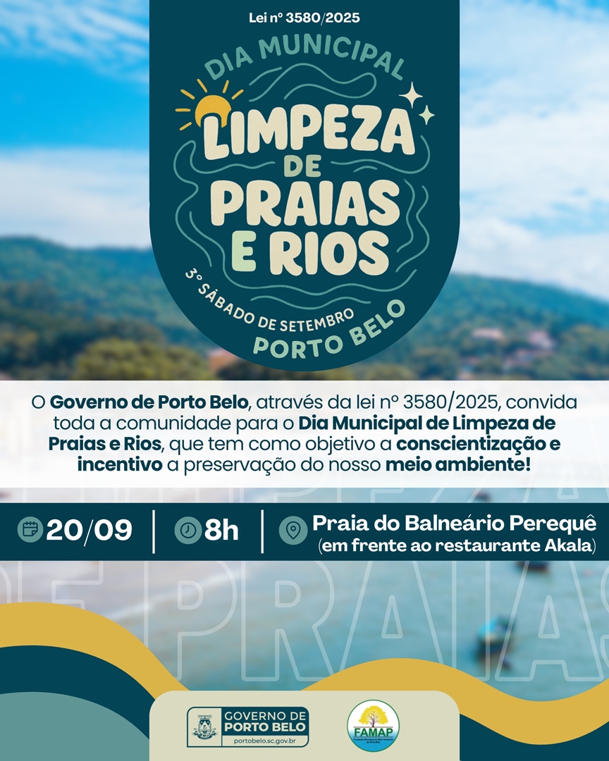 Porto Belo promove Dia Municipal de Limpeza de Praias e Rios neste sábado