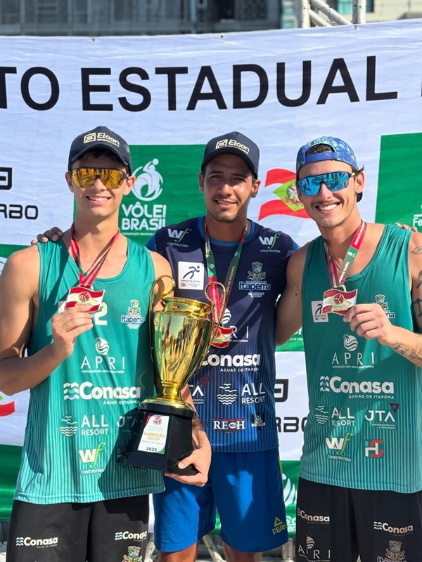 Atletas de vôlei de praia de Itapema conquistam o título do Estadual CCVP Sub-23 Masculino 2025