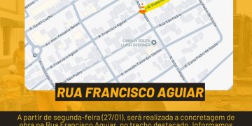 Rua Francisco Aguiar terá interdição temporária para concretagem de obra em Porto Belo
