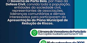 Porto Belo realiza apresentação do Plano Municipal de Redução de Riscos